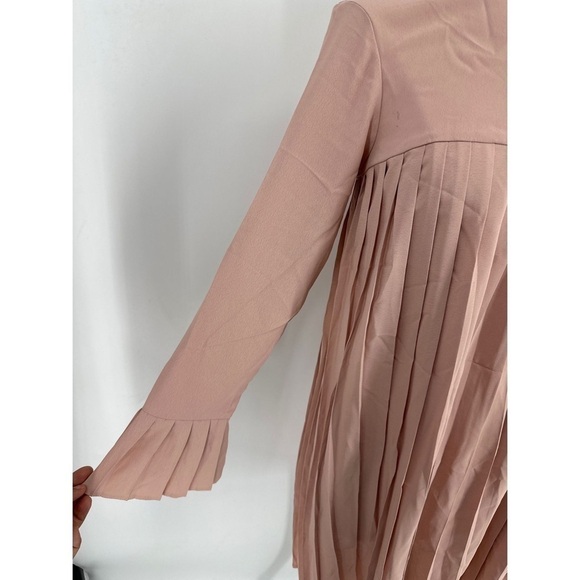 ASOS Design Pleated Trapeze Long Sleeve Mini Dress - Picture 6 of 14